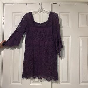 Free People Purple Sheath Dress with Bell Sleeves